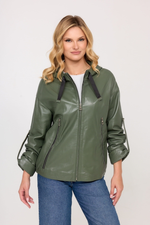 DAMSKA KURTKA SKÓRZANA Z KAPTUREM - KIMBRA