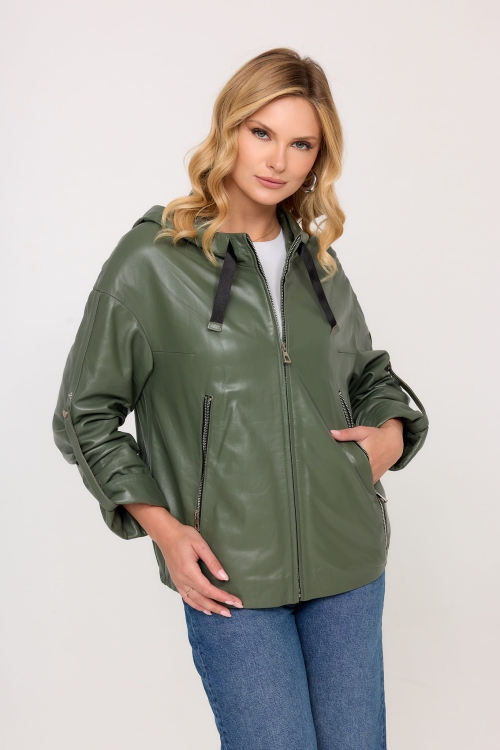 DAMSKA KURTKA SKÓRZANA Z KAPTUREM - KIMBRA