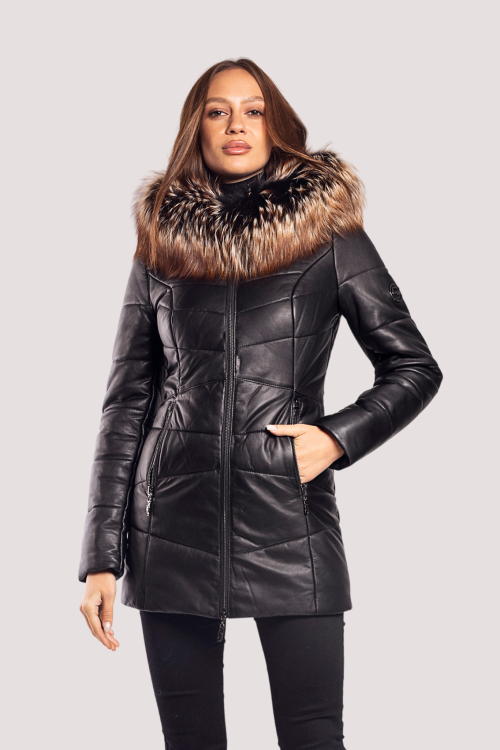 PIKOWANY PŁASZCZYK SKÓRZANY - ARMANI